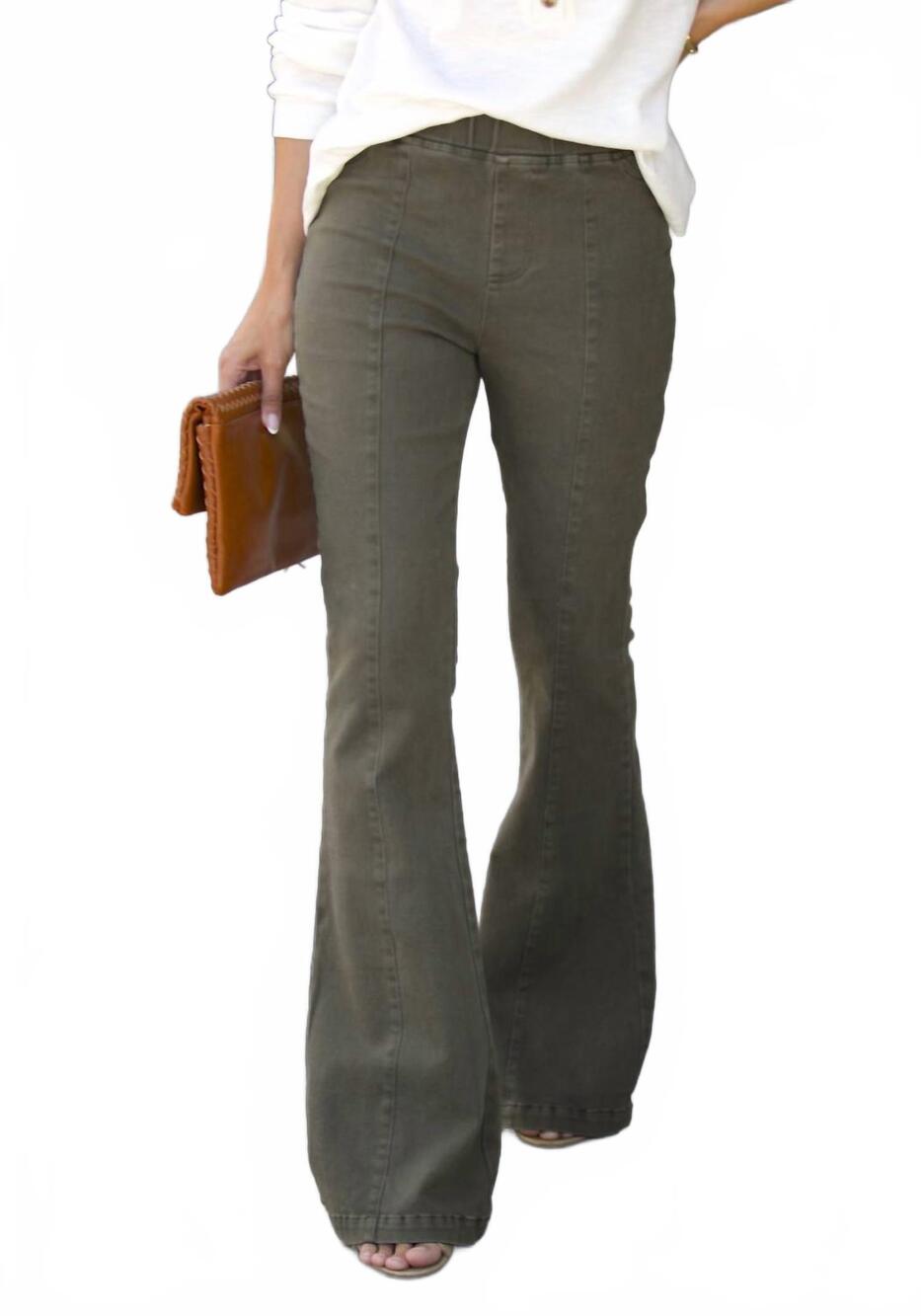 NEW LAVENDER J high waist flare jeans in olive